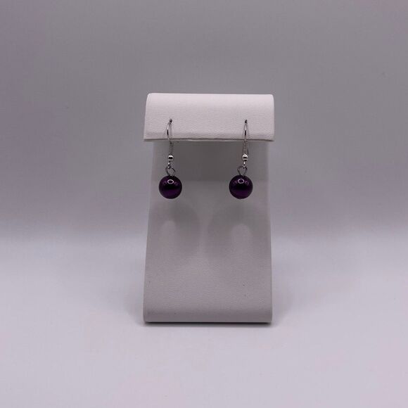 Paparazzi Vintage Round Appraisal Purple Pearl Drop Statement Earrings - Picture 4 of 5